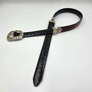 Brighton Belt Womens 28 Marcus Two Tone Black Brown Reversible Western